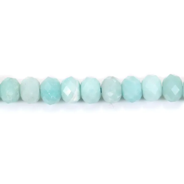 Amazonite faceted flat round beads on thread 5x8mm x 40cm