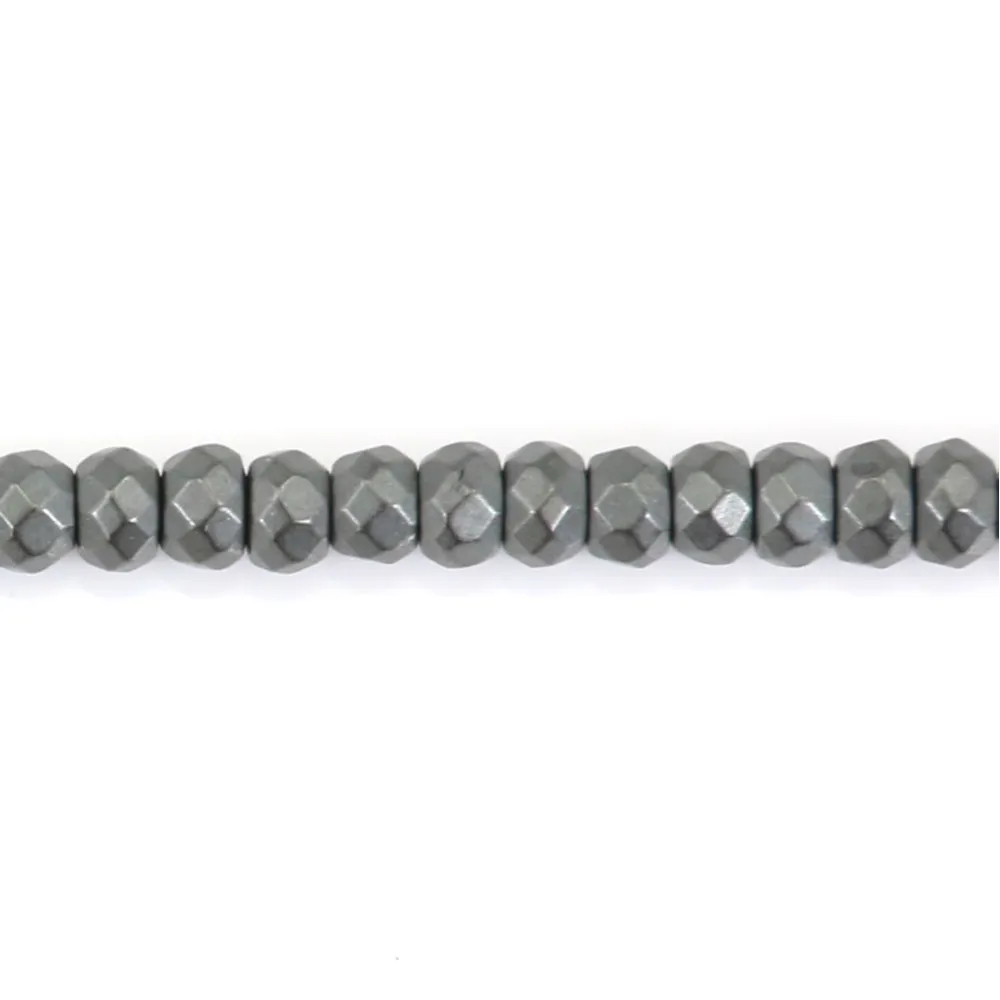 Hématite  mate rondelle facette 2x3mm x 40cm