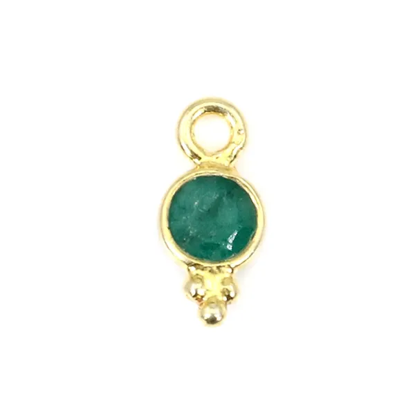 Charm Gemstone dyed emerald color round faceted 5x11mm x 1pc