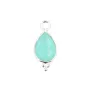 Breloque en Calcédoine goutte facetté serti argent 925 7x15mm x 1pc