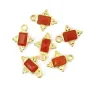 Breloque Cornaline rectangle serti argent 925 doré à l'or fin 10x13mm x 1pc