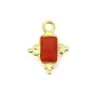 Breloque Cornaline rectangle serti argent 925 doré à l'or fin 10x13mm x 1pc