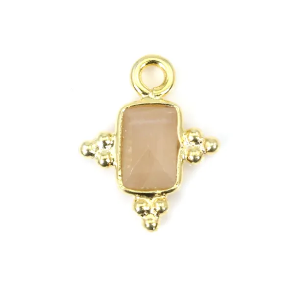 Black Onyx charm rectangle set in 925 silver gilt 10x13mm x 1pc