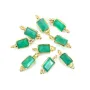 Amuleto retangular de ágata verde em prata de lei 925 com banho de ouro fino 5x13mm x 1 unidade