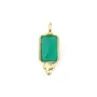 Ciondolo rettangolare di agata verde in argento sterling 925 con placcatura in oro fino 5x13 mm x 1 pezzo