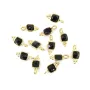 Pendente quadrado de ónix preto facetado em prata de lei 925 com banho de ouro fino 5x11mm x 1 unidade