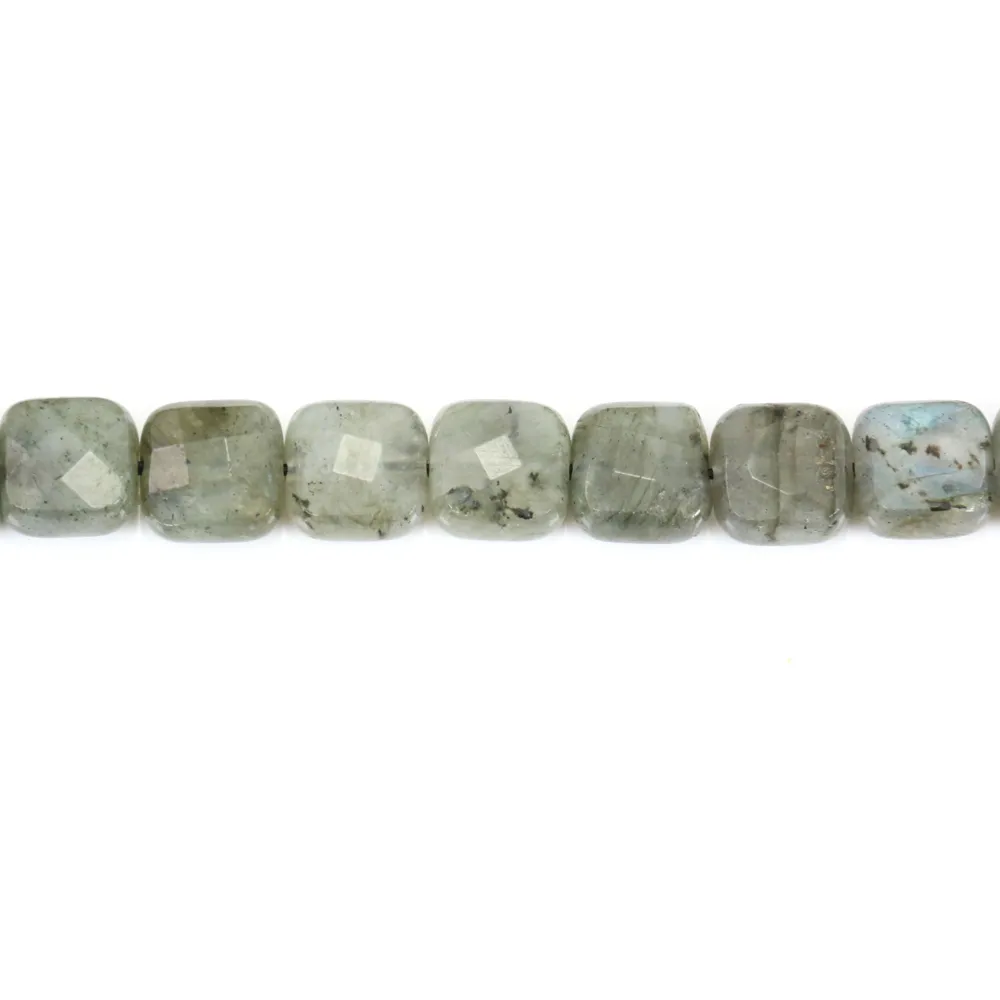 Labradorite grise, en forme de carré facetté, 8mm x 40cm