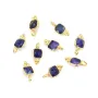 Pendente quadrado de pedra facetada de cor safira em prata de lei 925 com banho de ouro fino 5x11mm x 1 unidade