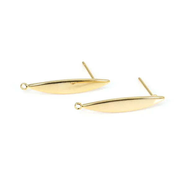 Clous d'oreille 4x24mm, plaqué par "flash" or sur laiton x 2pcs