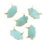 Pendentif Amazonite marquise serti argent 925 doré - 2 anneaux - 13x20mm x 1pc
