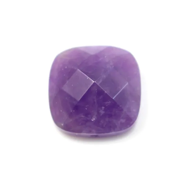 Cabochon amethyste carre facette  14mm x 1pc