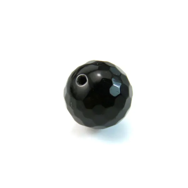 Onyx, semi-percé d'un côté, ronde facette 10mm x 1pc