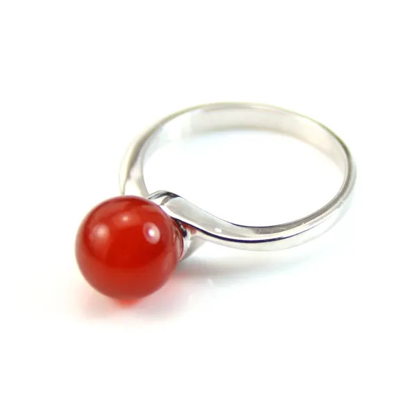 Red agate, half drilled, round 6mm x 4pcs