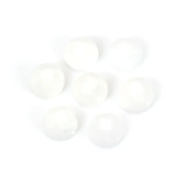 Cabochão de ágata branca redonda facetada 6.5mm x 1pc