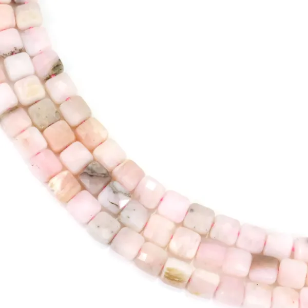 Opal pink faceted square shape 8mm x 39cm