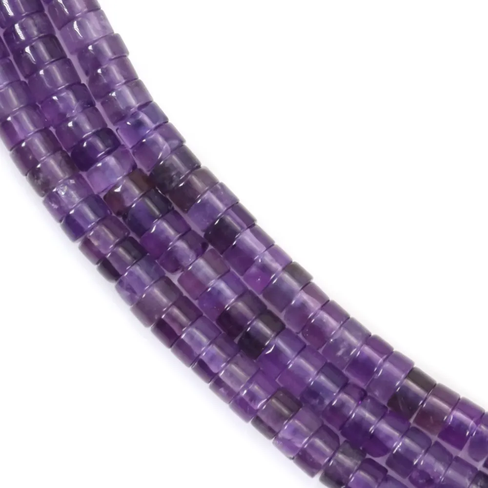 Améthyste rondelle Heishi 2x4mm x 39cm