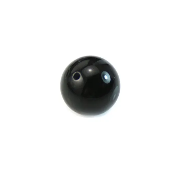 Black agate, semi-drilled on one side, round 10mm x 2pcs