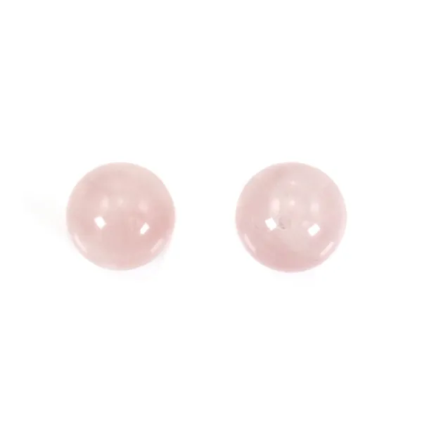 Quartz rose, semi-percé d'un côté, ronde 8mm x 5pcs