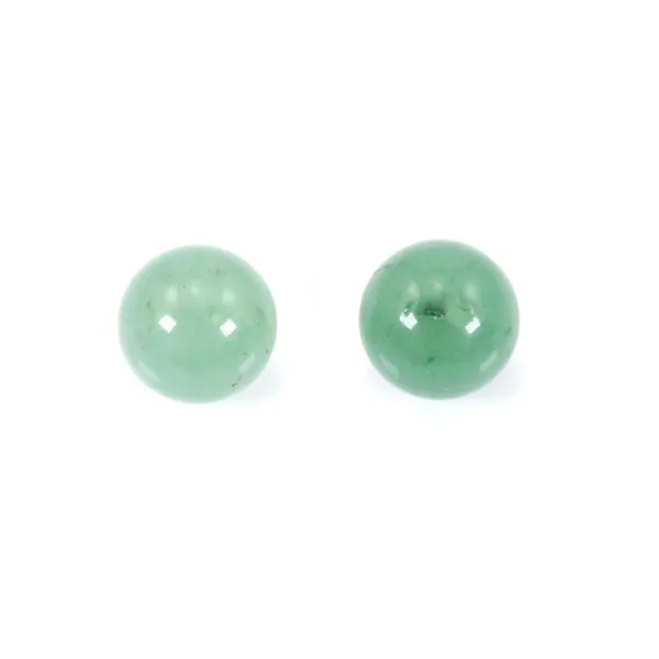 Green aventurine, half drilled, round 6mm x 2pcs