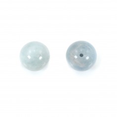 Aquamarine half drilled round 6mm x 2pcs 