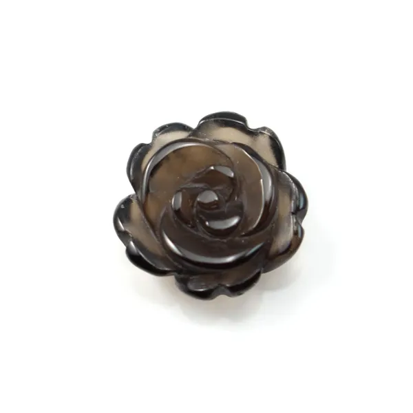 Smoky Quartz Flower semi-pierced 15mm x 1pc