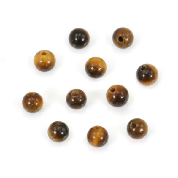 Tiger eye semi-drilled round bead 4mm x 4pcs