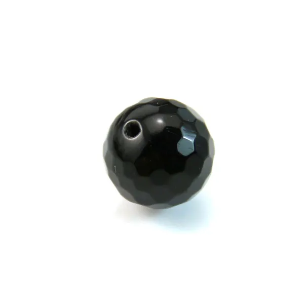 Onyx, semi-percé d'un côté ronde facette x 2pcs