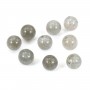 Labradorite semi-percé d'un coté, rond 6mm x 4pcs