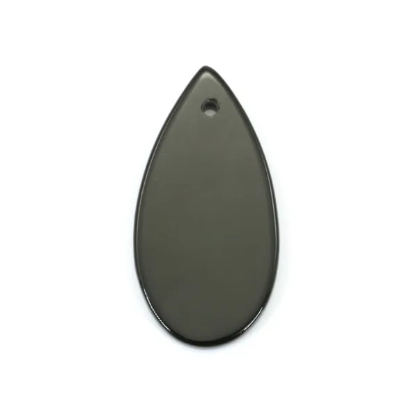 Pendentif agate noir goutte plate 15x30mm x 1pc