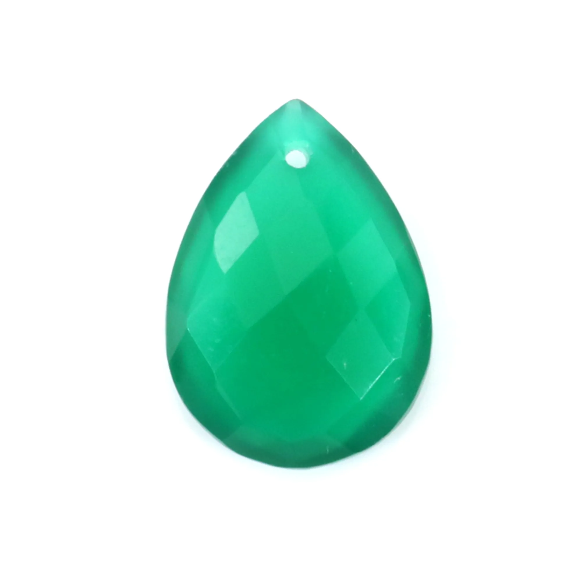 Collier Goutte En Agate Verte Opaque Et Polie - Longueur 38/40 Cm, Bijou Artisanal, Neuf Sans Emballage