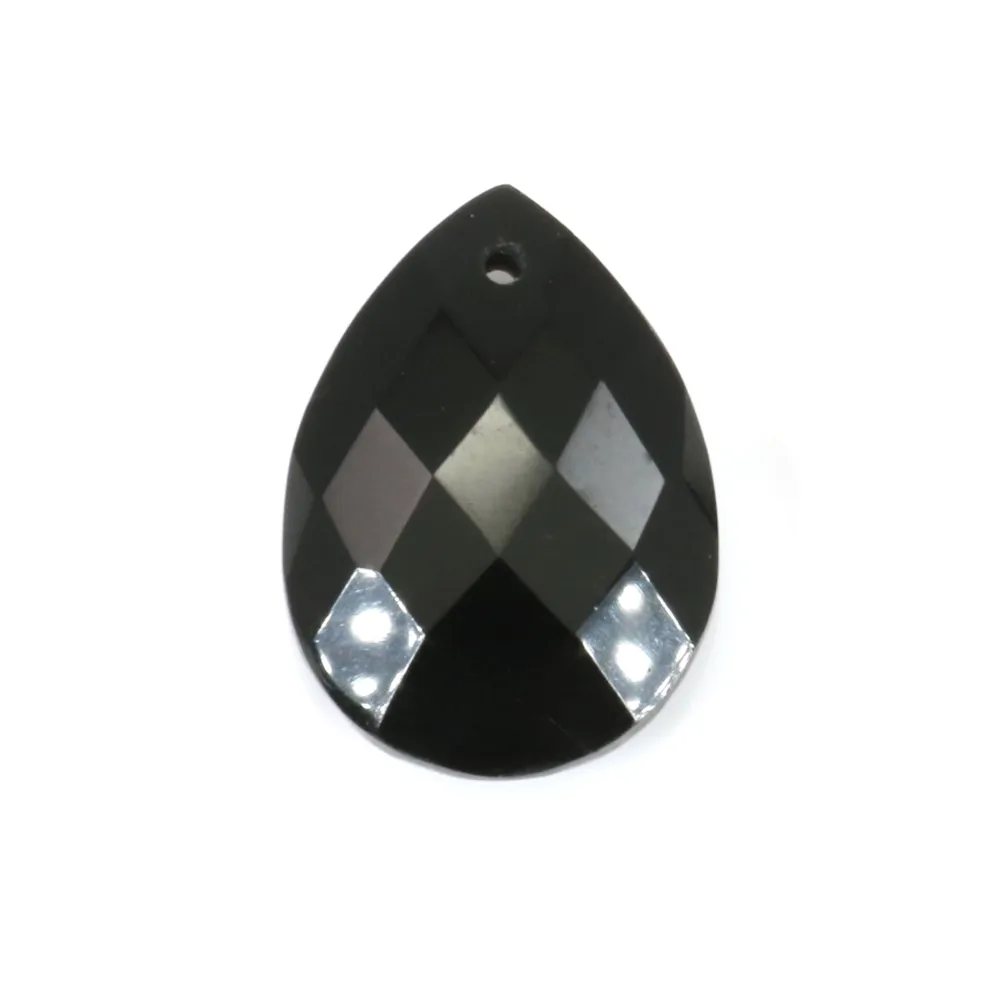 Agate noir goutte facette 13x18mm x1pc