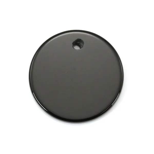 Pendentif agate noir rond 16mm x 1pc