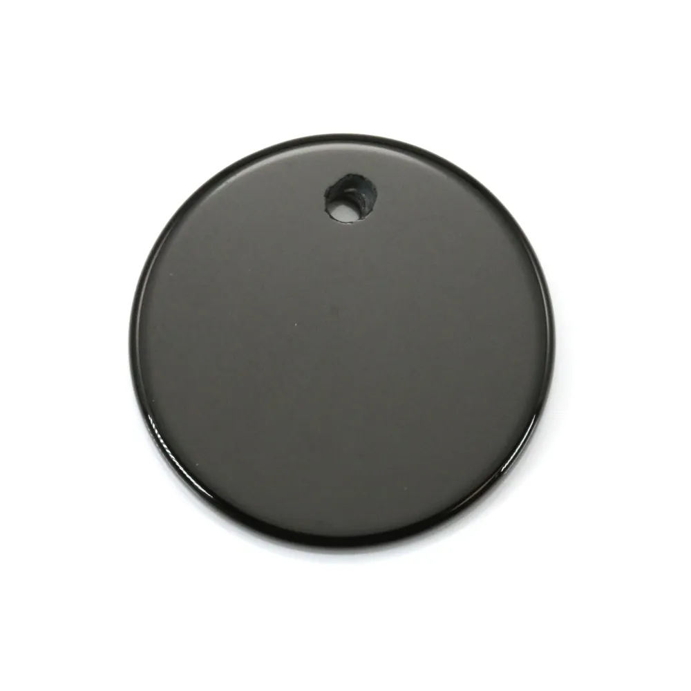 Pendentif agate noir rond 16mm x 1pc