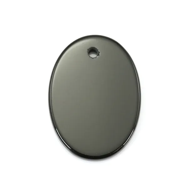 Pendentif agate noir ovale 15x20mm x 1pc