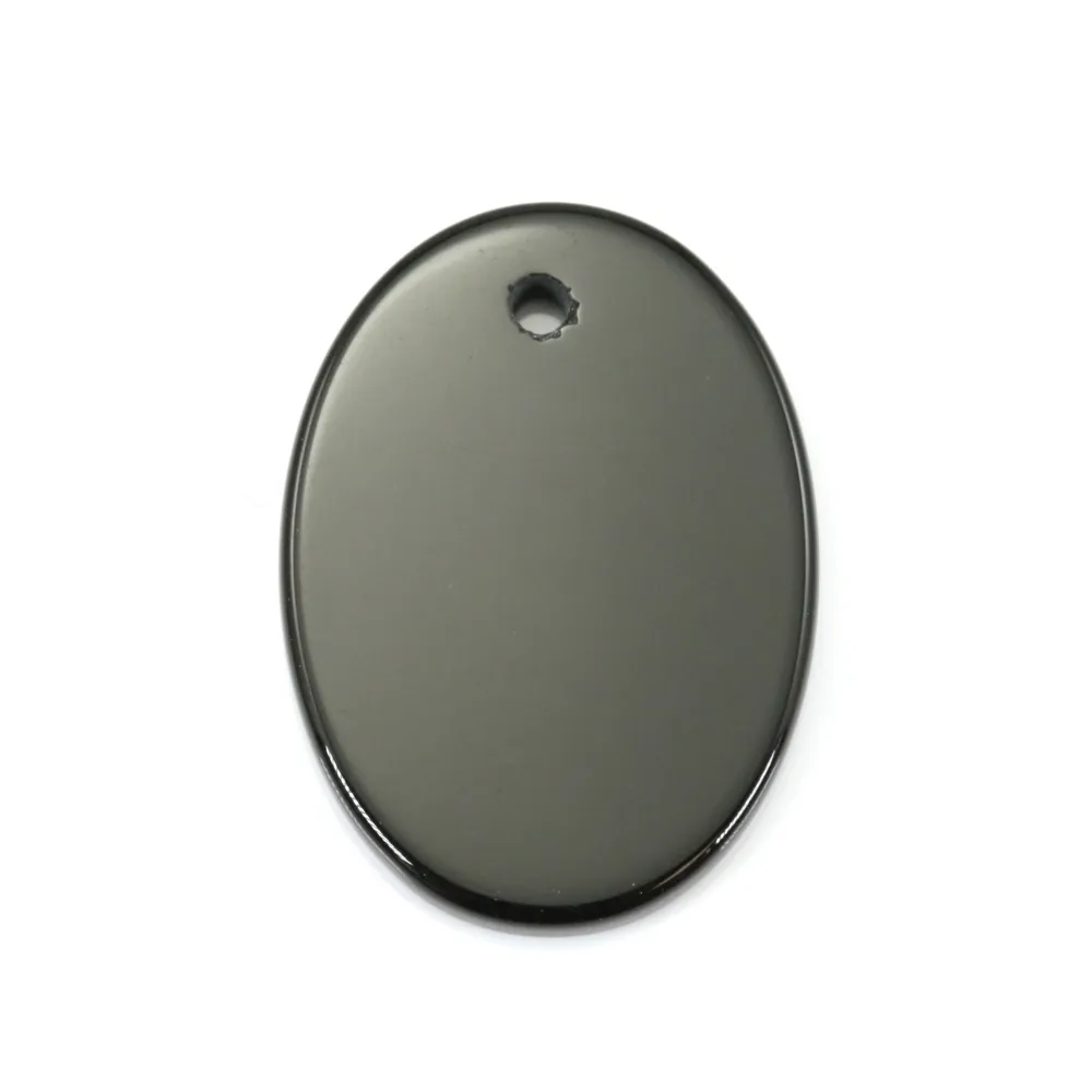 Pendant black agate oval 18x25mm x 1pc