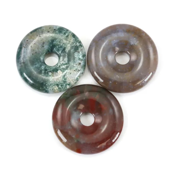 Moss agate donut 30mmx6mmx4.8mm