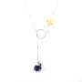 Collier améthyste et nacre jaune chaine en argent 925