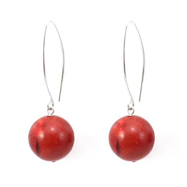 Earring silver 925 corail eponge 14mm x 2pcs 