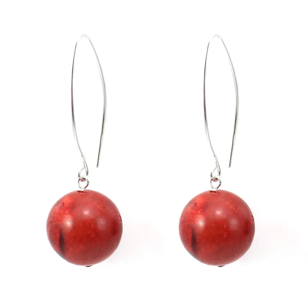 Boucle d'oreille argent 925 Corail éponge 14mm x 2pcs 