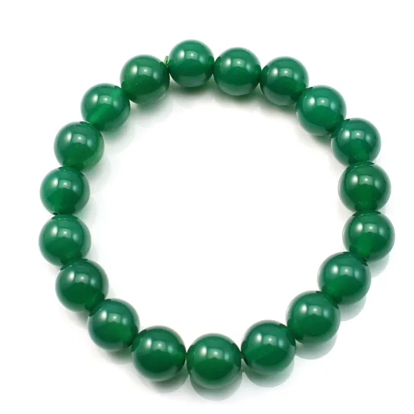 Bracelet  green agate  round  10mm 