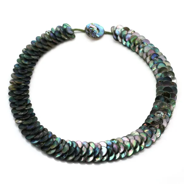 Collier simple nacre grise abalone