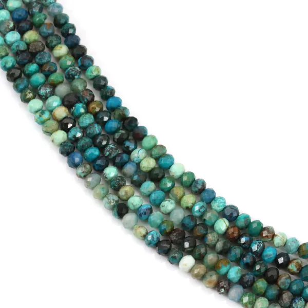 Azurite chrysocolla redonda facetada 3x4mm x 40cm