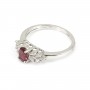 Red tourmaline ring 925 silver rhodium x 1pc