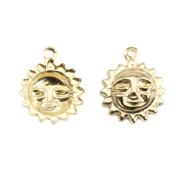 Gold filled sun charm 8mm x 2pcs