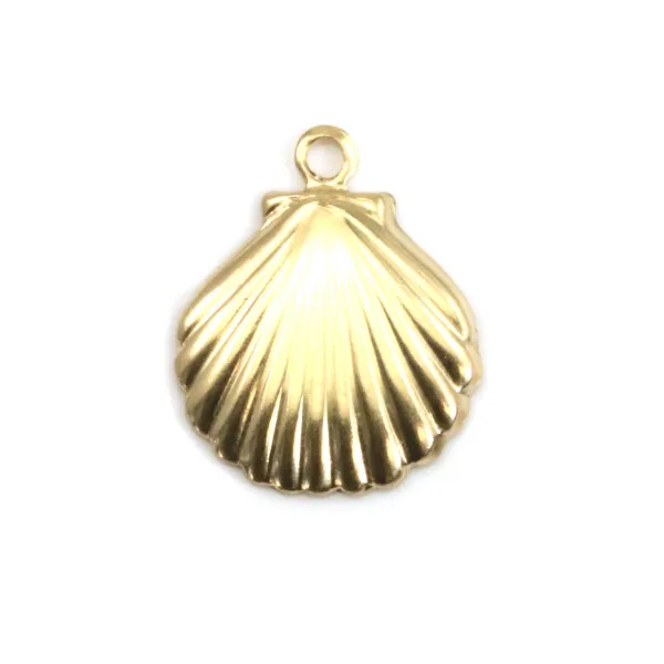 Breloque coquillage 11x11mm gold filled 14 carat x 2pcs