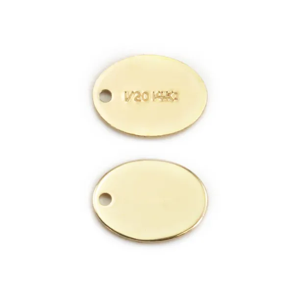 Tag ovale en gold filled 14 carats 5.5x7.3mmmm x 2pcs
