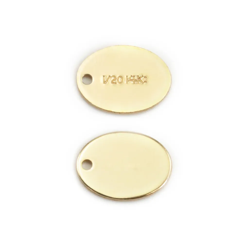 Tag oval en gold filled 14 carats 5.5x7.3mmmm x 2pcs