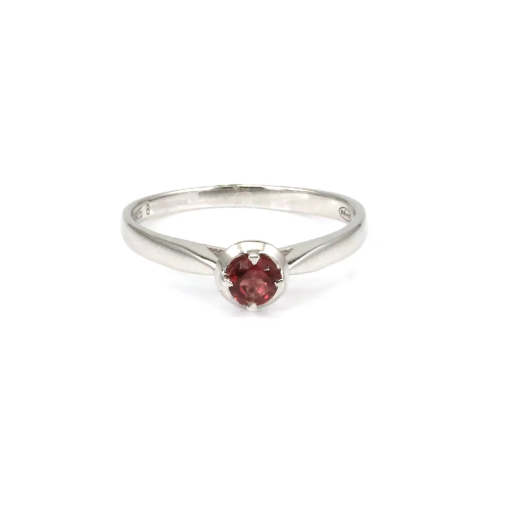 Red tourmaline ring 925 silver rhodium x 1pc