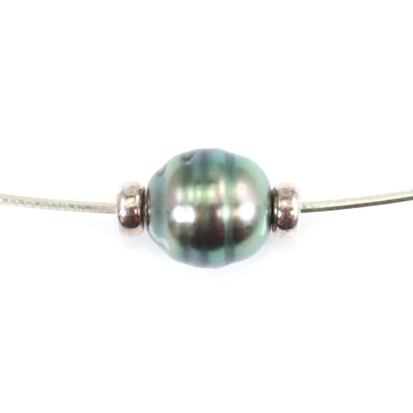 Collier  Perles Tahiti Chaîne Argent 925 40cm x 1pc