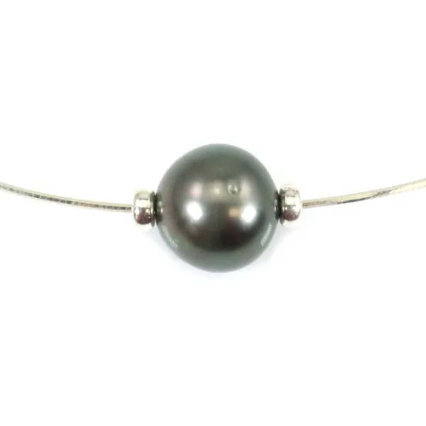 Collier  Perles Tahiti Chaîne Argent 925 40cm x 1pc